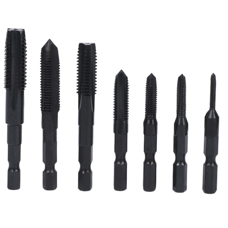 Hexagonal handle tap pneumatic motor with straight groove screw tapping electric drill bit tool hexagonal handle tap Item Picture