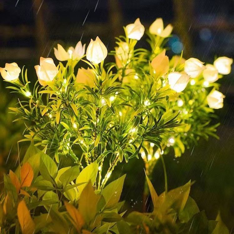New outdoor LED solar ground plug-in lawn decorative lights, villa courtyard garden gardenia landscape lights for decoration full figure