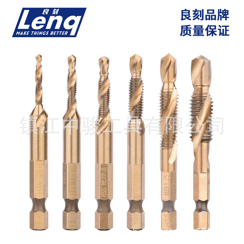 M35 cobalt-plated HSS6542 composite tap, multi-functional hexagonal handle machine tapping and chamfering integrated spiral tap details Picture