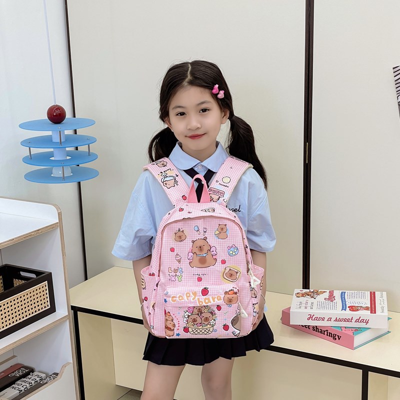 Cute cartoon new backpack, schoolbag and girl's bag for kindergarten Kapibala travel full figure