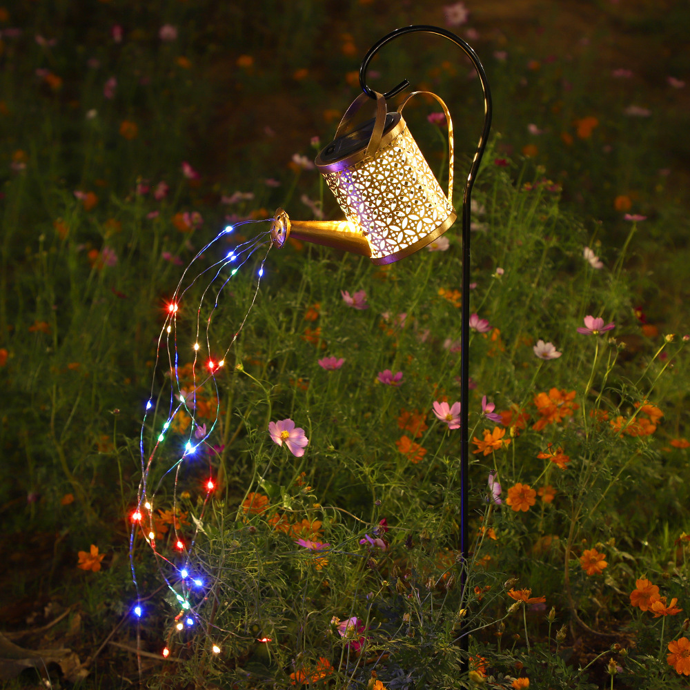 2024 New cross-border solar water bottle lamp, ironwork flowing water shower lamp, garden landscape, outdoor decorative and courtyard lamp details Picture