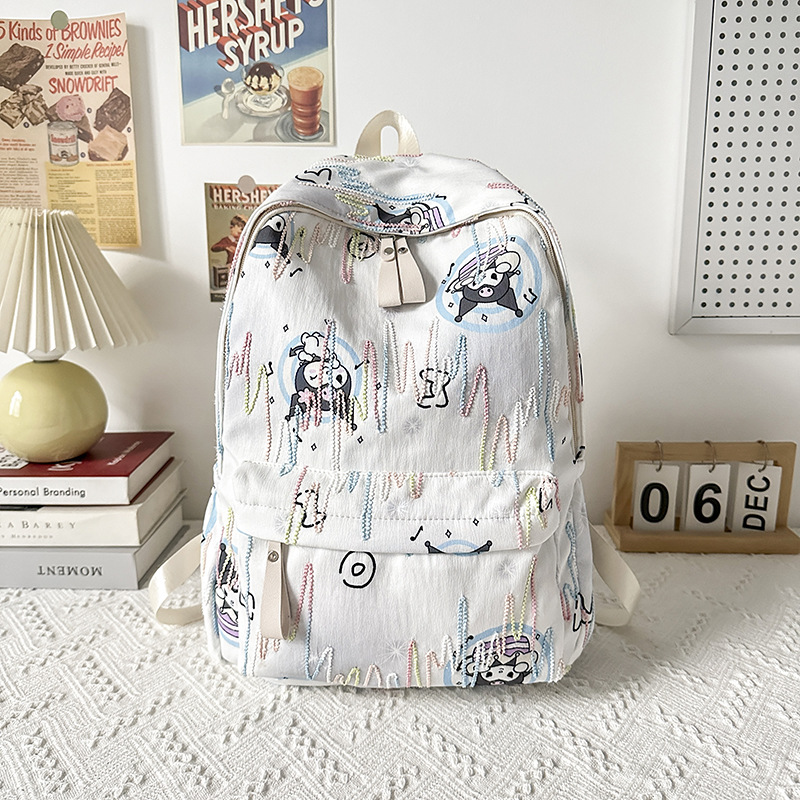 2024 New cartoon backpack, fashionable and casual graffiti backpack, college style, large-capacity schoolbag for junior and senior high school students Specification drawing