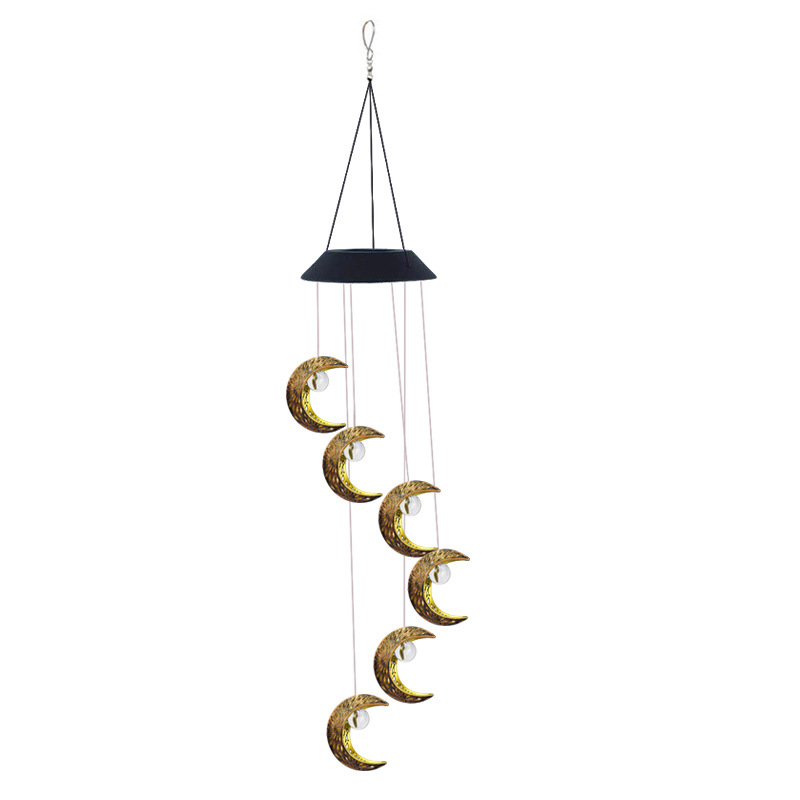 New solar moon wind chime LED hollowed-out outdoor camping lights for courtyard and garden landscape decoration from the original manufacturer Item Picture