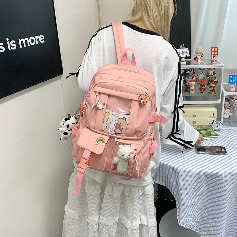 New large-capacity primary school schoolbag for girls in Harajuku, cute girl student backpack, trendy and casual foreign trade schoolbag details Picture