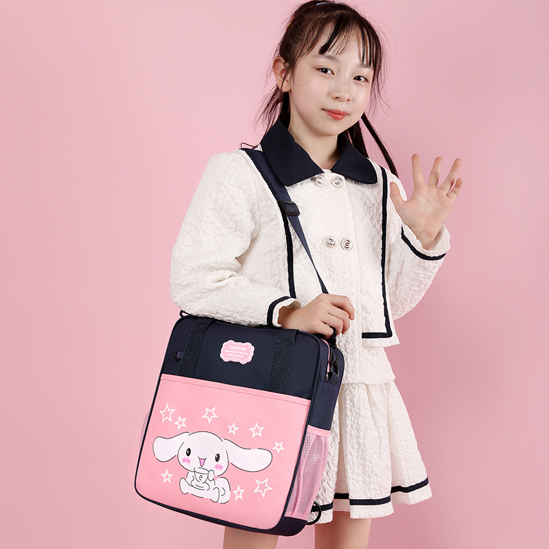 Wholesale primary school student tutorial bags, book bags, boys' and girls' tutorial bags, single-shoulder file bags, double-shoulder cartoon crossbody bags details Picture
