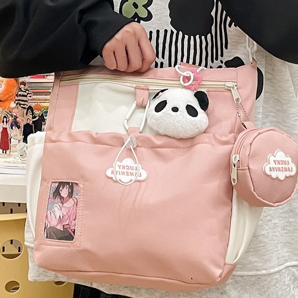 Cute girl single-shoulder bag schoolbag for girls, Korean version of star, high school girls, high school students, large capacity, high appearance level crossbody bag details Picture
