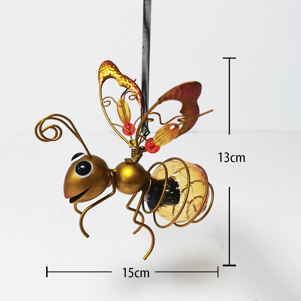 New product in stock: Cross-border butterfly fairy Flying solar-powered insect metal handicrafts, garden decorative hanging ornaments Specification drawing