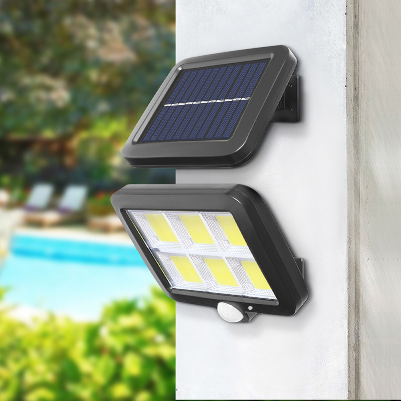 Cross-border solar split-type LED sensor light, integrated floodlight, outdoor courtyard street lamp, wall lamp, lighting lamp Specification drawing