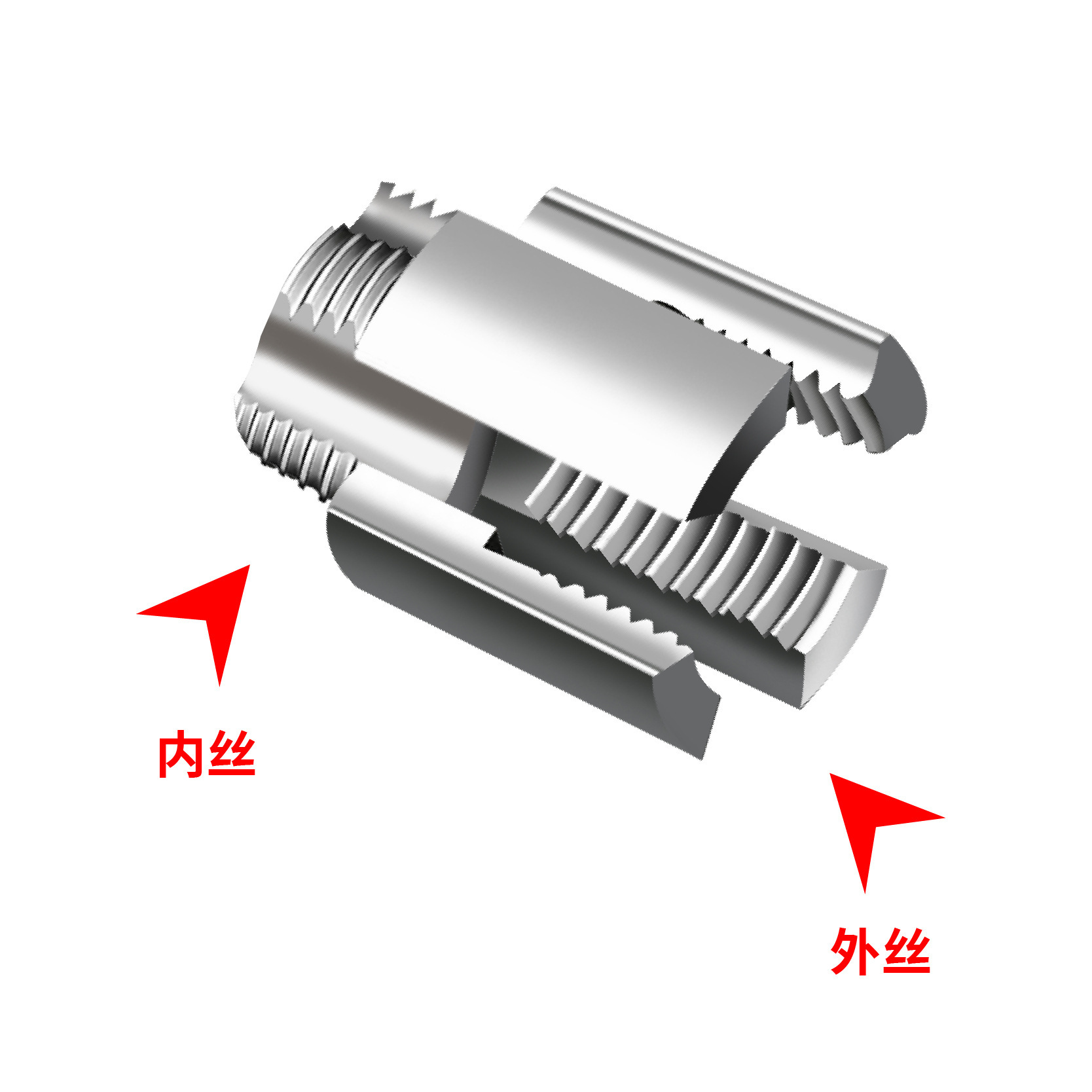 4-point and 6-point water pipe internal and external integrated thread opener, universal electric drill thread opener, pvc plastic pipe set tool Specification drawing