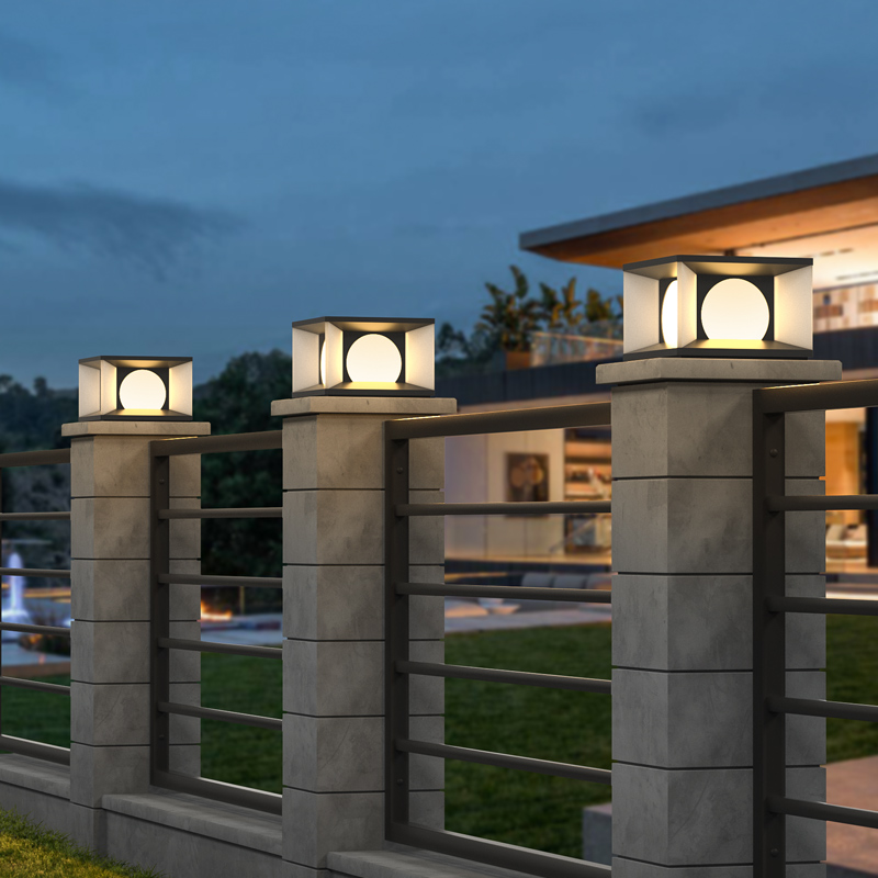 Solar column head lights, outdoor garden lights, waterproof door column lights, gate lights, villa column lights, fence lights, door head lights full figure