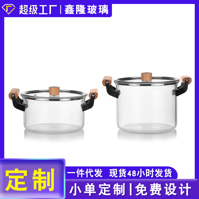 Microwave ovens can use transparent glass POTS, heat-resistant stew POTS, instant noodle POTS, electric ceramic stoves, and double-ear soup POTS for mixing vegetable salads full figure
