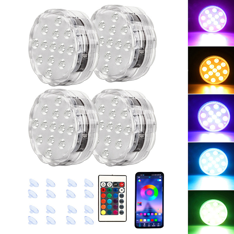 led swimming pool light, RGB wireless remote control underwater light, suction cup, double-loop knob, fish tank bottom seat light, seven-color diving light details Picture