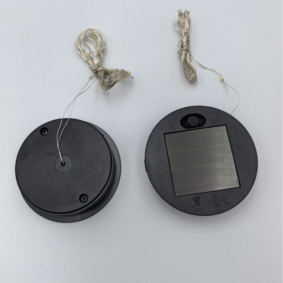 Solar lamp string lights, 7cm round battery box accessories, plastic handicrafts, glass bottles, ceramic lamp accessories Application Scenario