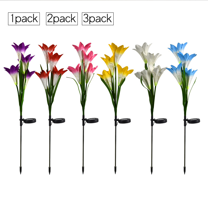led solar lawn lights, solar lily flower lights, outdoor courtyard park led garden decorative ground lights full figure