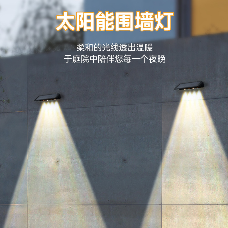 Solar-powered step lights, decorative wall lights, outdoor step lights, balcony fence lights, courtyard decorative lights, all automatically activate when it gets dark full figure