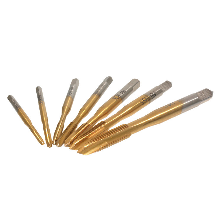 HSS6542/M2 high-speed steel titanium-coated screw tip tap tip tapping tool for square shank straight groove machine details Picture