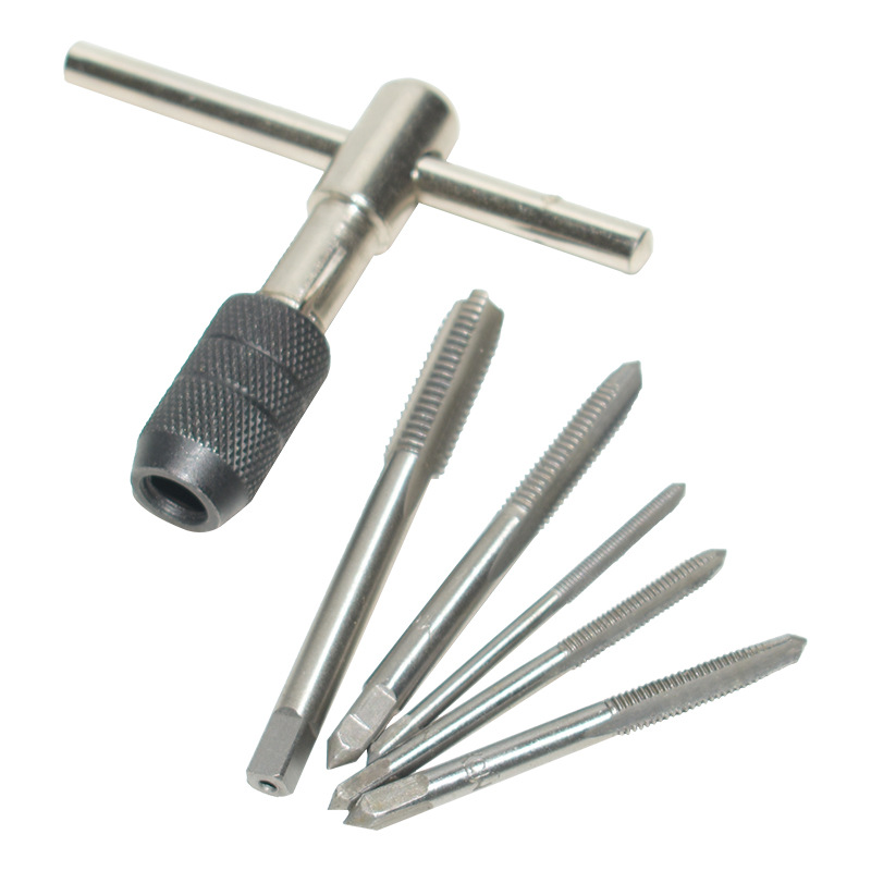 Factory direct sales of 6pcs hand taps, T-shaped winch tapping tool sets, high-hardness straight groove taps M3-M8 Item Picture