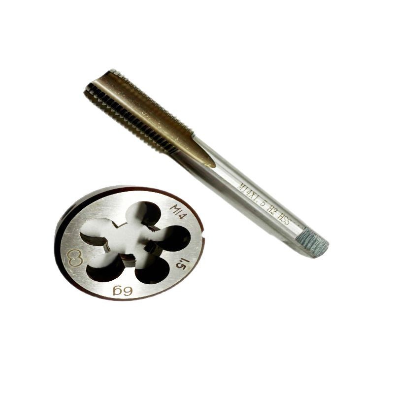 Two sets of tap and die sets, high-speed steel straight groove hand sets M8, M10*1, M14*1.5, M16, M18, M20*1.5 Item Picture