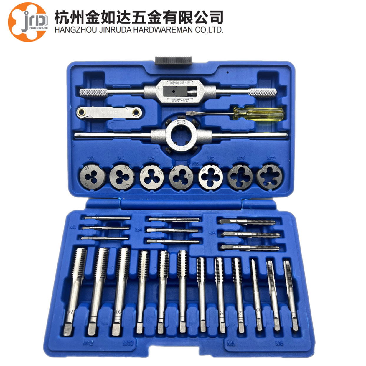 The manufacturer's new 32-piece set of tap and die sets, hand-use metric German standard tapping tools, cross-border new packaging Specification drawing
