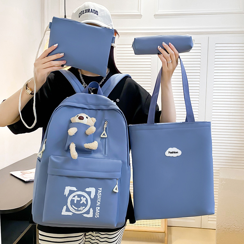 New cross-border backpack set of four pieces, high appearance level, primary school bag for girls, fashionable and simple, junior high school homework bag Specification drawing