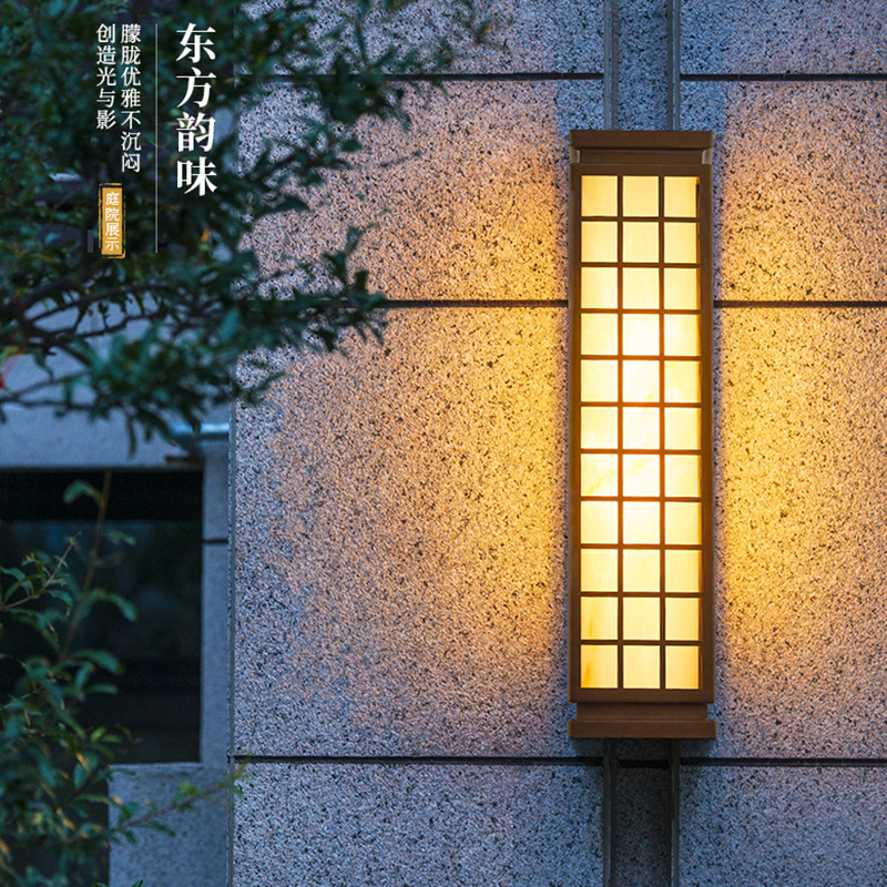 Yunshi wall lamps, outdoor light luxury balcony lamps, new Chinese style Zen-inspired wall lamps, household door and exterior wall lamps, waterproof garden lamps details Picture