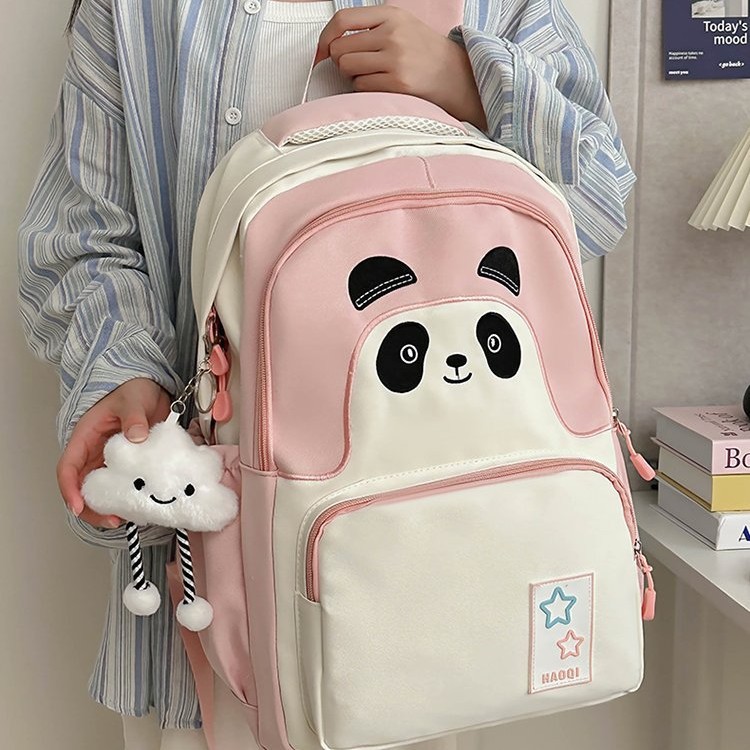 Korean style Instagram cute forest-themed high appearance level female double-shoulder cartoon giant panda schoolbag for junior high school students and backpack for female primary school students details Picture