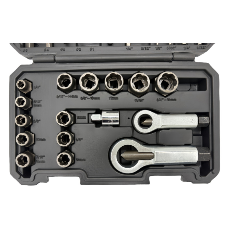 A 29-piece set of broken nut, bolt, broken thread remover, screw and nut remover, and broken screw removal tools details Picture