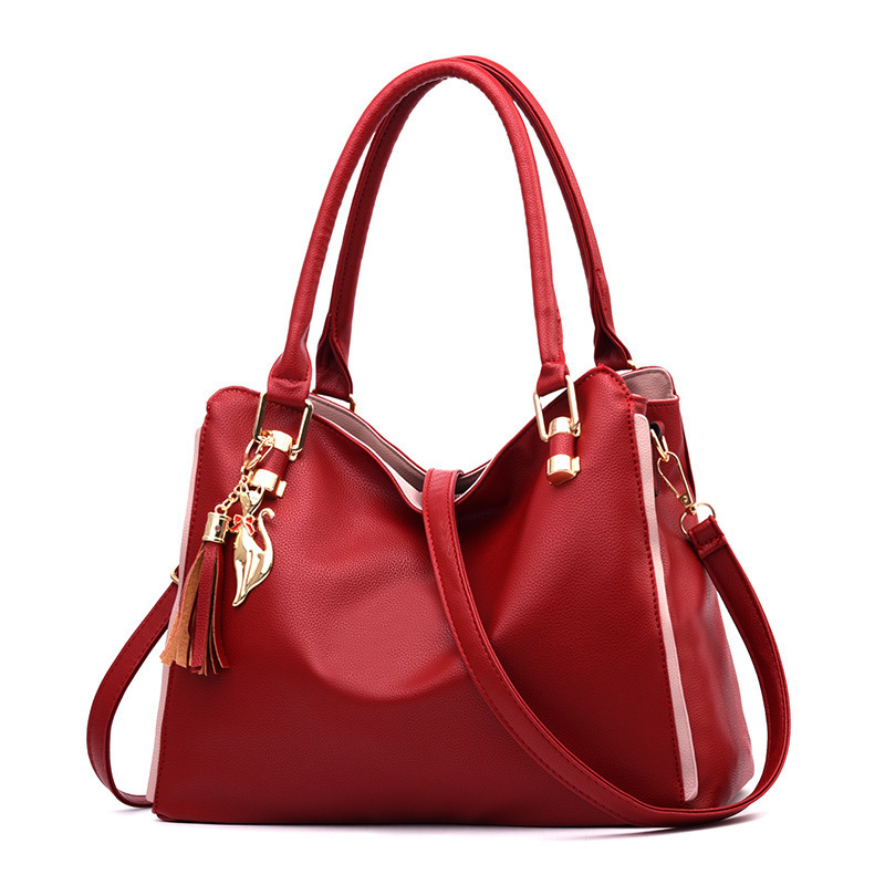 Women's handbag, soft leather mom bag, 2022 Korean version, new style, fashionable and simple, middle-aged women's bag, large capacity handbag details Picture