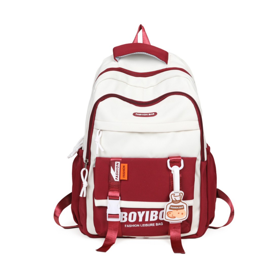 New color-blocking backpack for women, 2024 new fashionable and trendy computer bag, large-capacity schoolbag for junior high school, senior high school and college students Item Picture