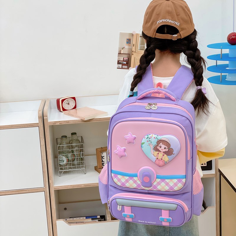 The new cross-border large-capacity schoolbag reduces the burden on primary school students, children, girls and boys. The cartoon backpack on both shoulders is lightweight Specification drawing