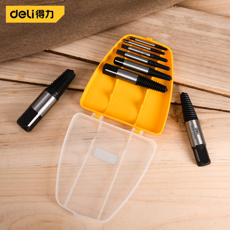 Deli Tool, 8-piece set of broken screw remover, for grinding stripped threads, stripped threads and reverse threads DH-QCQ008-WD1 full figure
