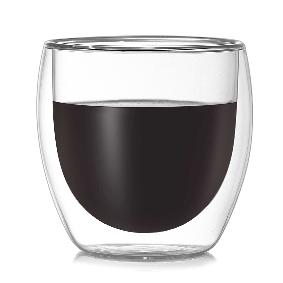 Egg-shaped glass cups, heat-insulating double-layer cups, 80ml logo gift cups, wholesale heat-resistant coffee cups Item Picture