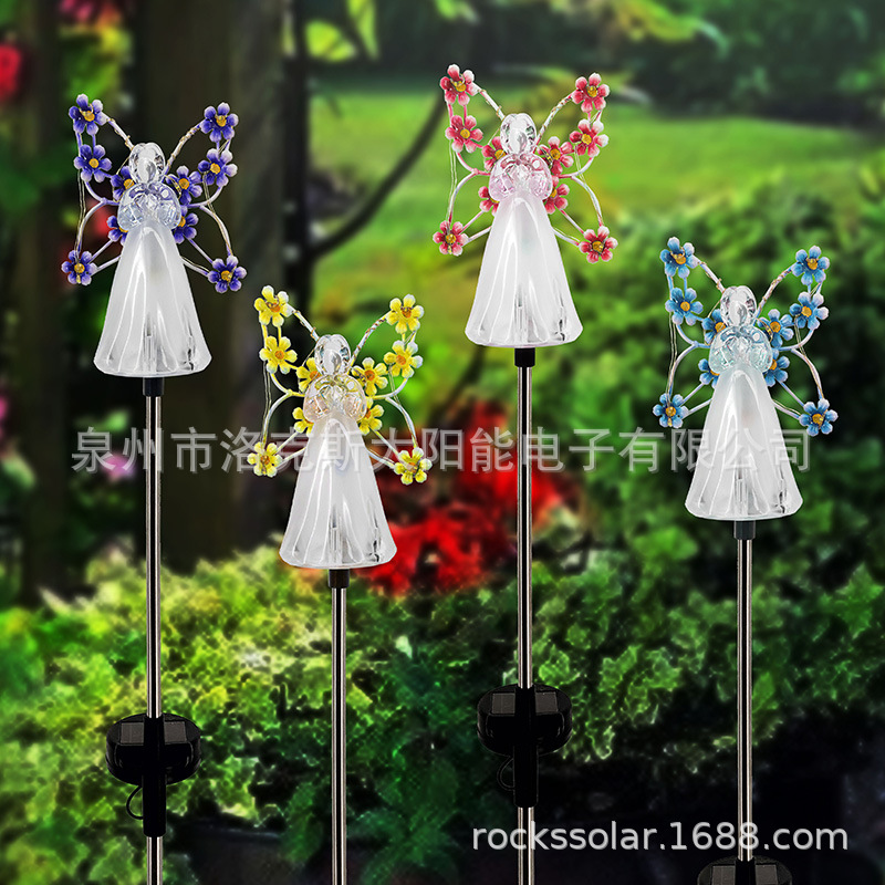 Amazon's new solar-powered Angel Garden light, outdoor decorative angel solar light, courtyard garden ground socket light details Picture