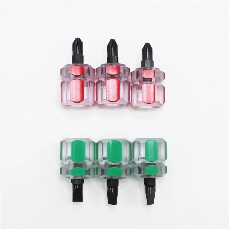 Radish head cross-head screwdriver, small screwdriver with magnetic replaceable head, mini rubber-coated dual-purpose short handle Application Scenario