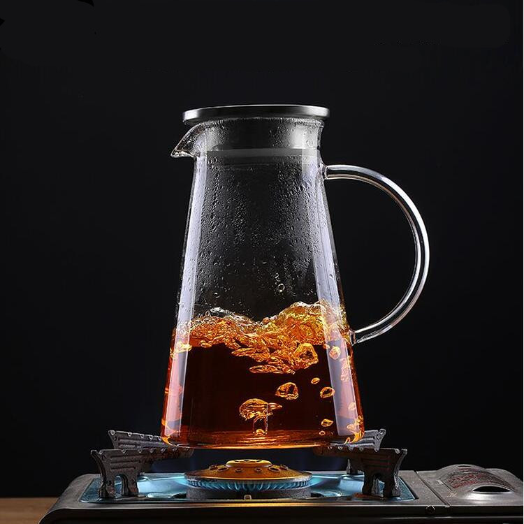 Creative cold water kettle, Nordic Danish kettle, large-capacity cold water kettle, high borosilicate glass flower teapot, juice kettle Specification drawing