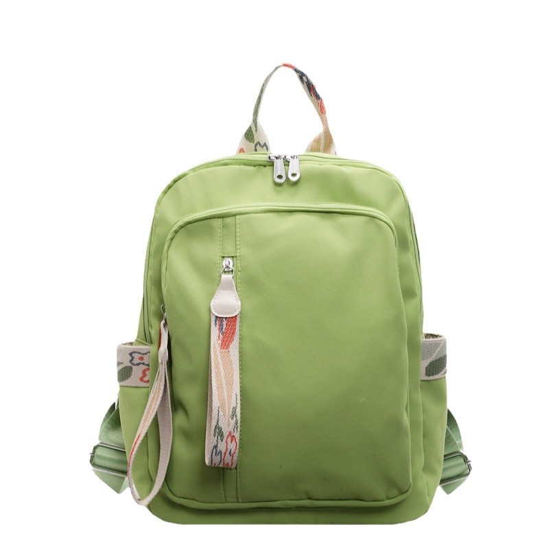 Fashionable new color-blocking fresh schoolbag bag, college-style solid color woven dirt-resistant backpack, large-capacity commuting backpack Item Picture