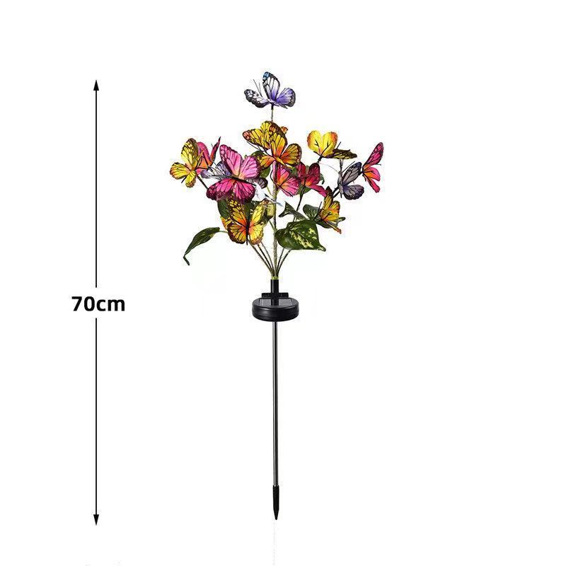 Solar-powered butterfly flower tree ground insert lights, courtyard lawn festive atmosphere decorative lights, outdoor simulated flower branch lights Item Picture