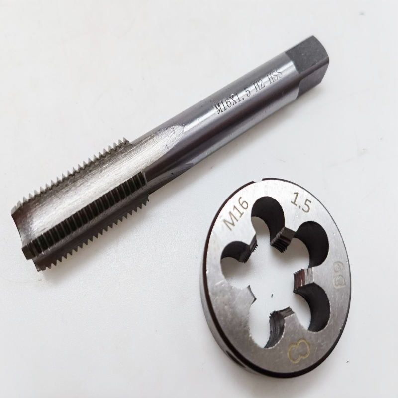 Two sets of tap and die sets, high-speed steel straight groove hand sets M8, M10*1, M14*1.5, M16, M18, M20*1.5 details Picture