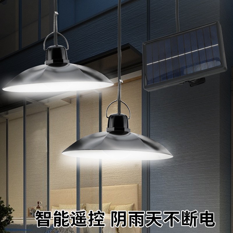 Solar lamp split-type solar one support two ultra-bright pendant lamp, indoor and outdoor remote control light, waterproof garden lamp details Picture