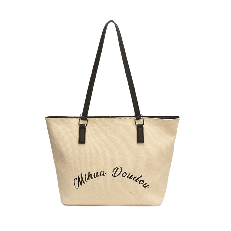 Bag Girl 2025 Summer New Student Korean version large capacity tote bag, simple single-shoulder bag, versatile letter underarm bag Item Picture