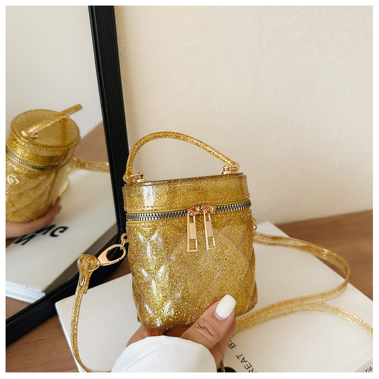2025 Children's Bag, new cylindrical jelly small bag, mini makeup bag, cute clothing matching, small crossbody bag, handbag Specification drawing
