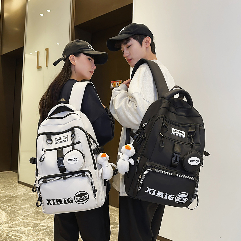 New trendy brand fashionable and versatile backpack, large-capacity school bag for junior and senior high school students, waterproof commuting backpack for girls full figure