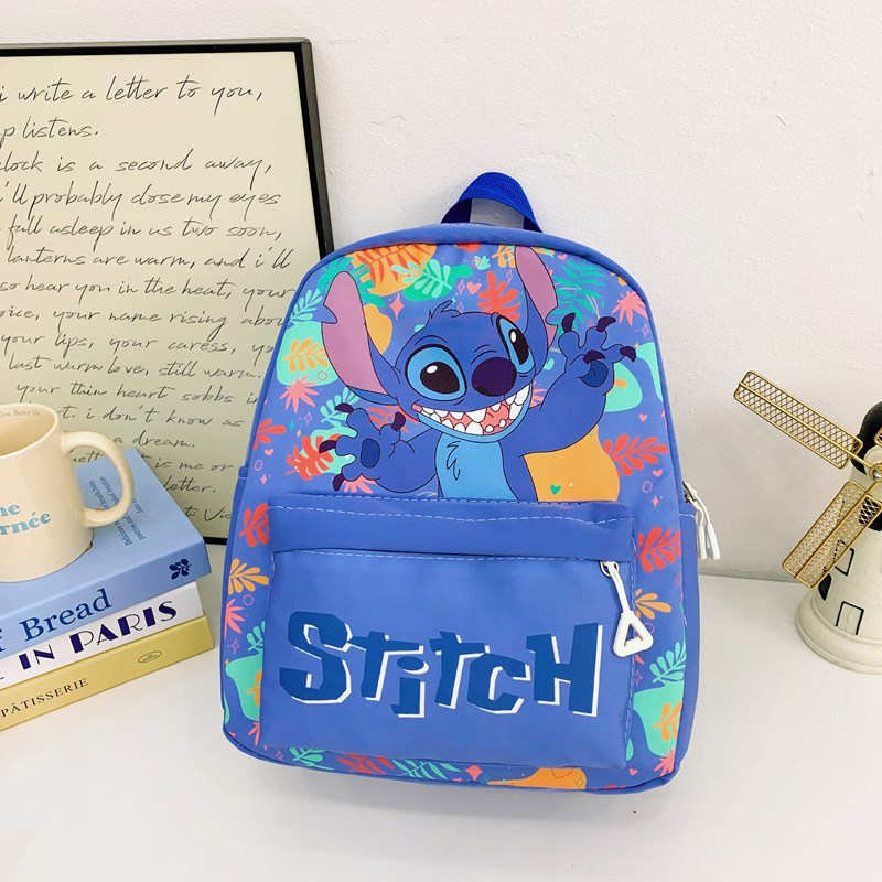 Fashionable and casual small schoolbag for men and women, cute cartoon pattern Stitch rabbit ear double-shoulder backpack for primary school students Specification drawing
