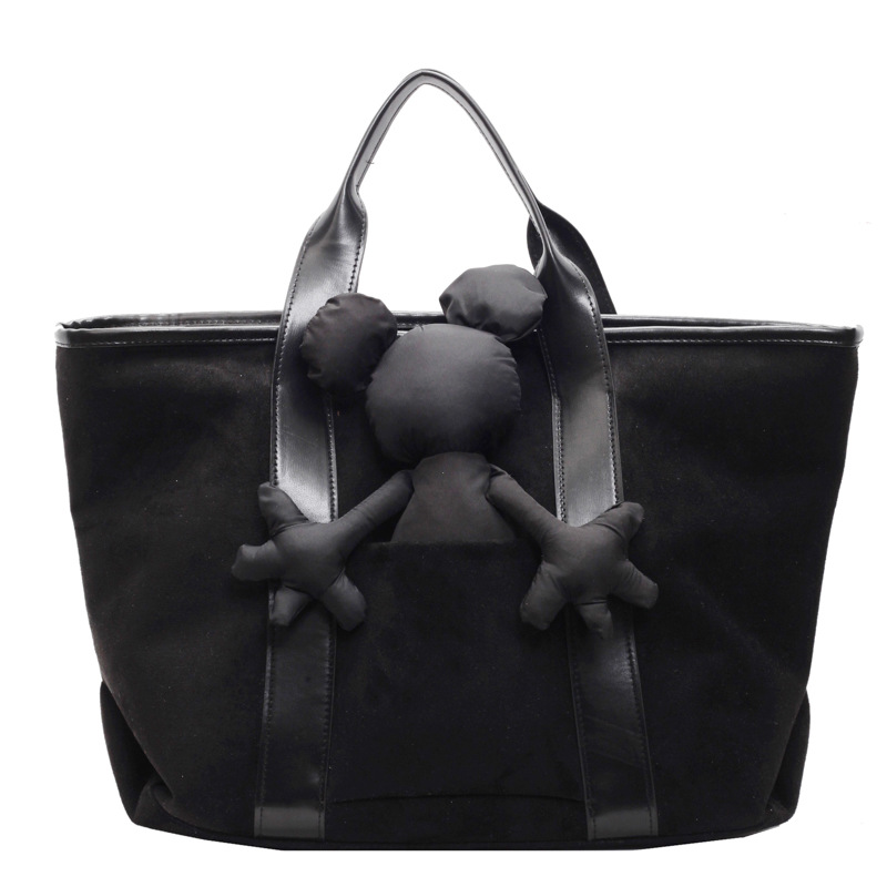New large-capacity versatile handbag, cute doll tote bag, velvet surface, retro high-end texture single-shoulder bag Item Picture