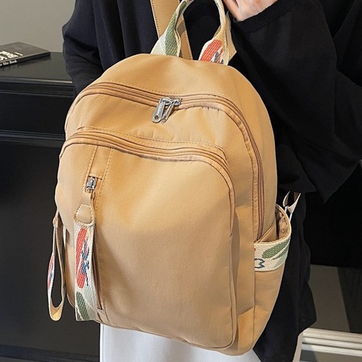 Fashionable new color-blocking fresh schoolbag bag, college-style solid color woven dirt-resistant backpack, large-capacity commuting backpack Specification drawing