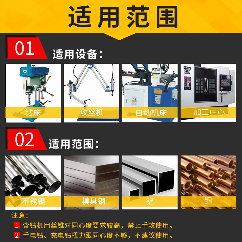 Factory direct sales of machine spiral taps, high-speed steel titanium-coated cobalt-containing taps, stainless steel drilling tools, end taps Specification drawing