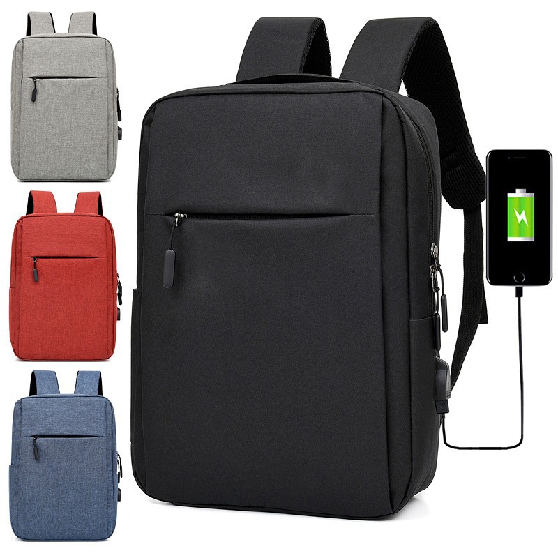 Wholesale logo printed cross-border simple backpacks, new simple usb backpacks, men's and women's casual business computer bags full figure