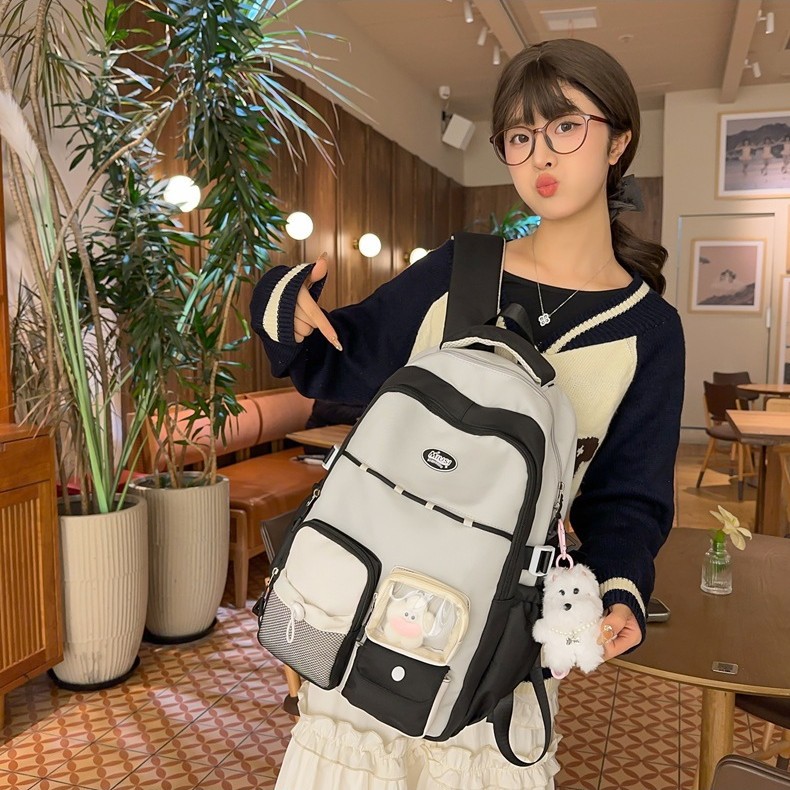 High-end junior high school and college student commuting bag, travel backpack, Korean versatile large-capacity schoolbag, high school student backpack Specification drawing