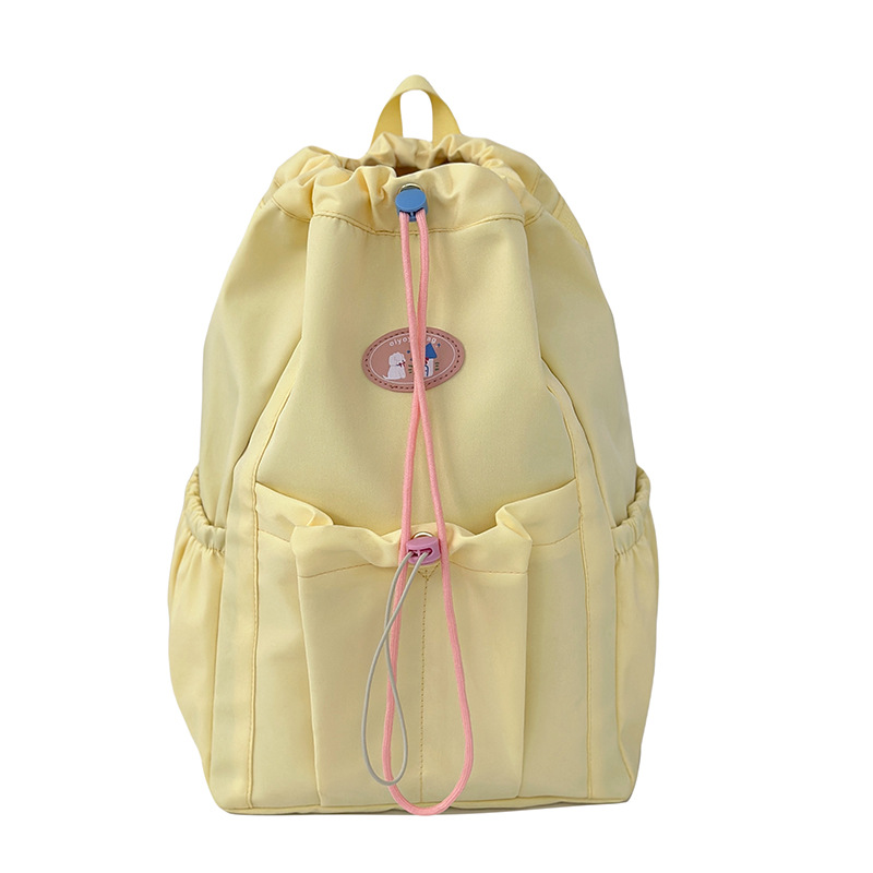 Trendy dopamine large-capacity backpack, cute drawstring opening, high appearance level for girls, versatile schoolbag, cute backpack Item Picture