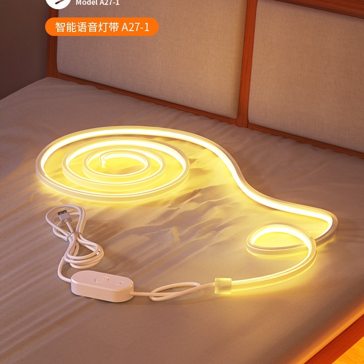 Bedside light strip, LED light bar, bedroom ambient light, smart voice-controlled night light, bedside sleep voice control in the room details Picture